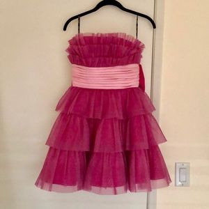 Betsey Johnson Pink Ruffled Bow Dress